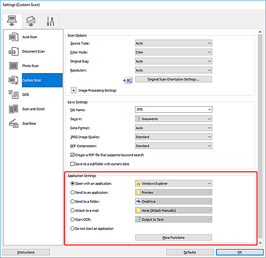 attēls: dialoglodziņš Iestatījumi
